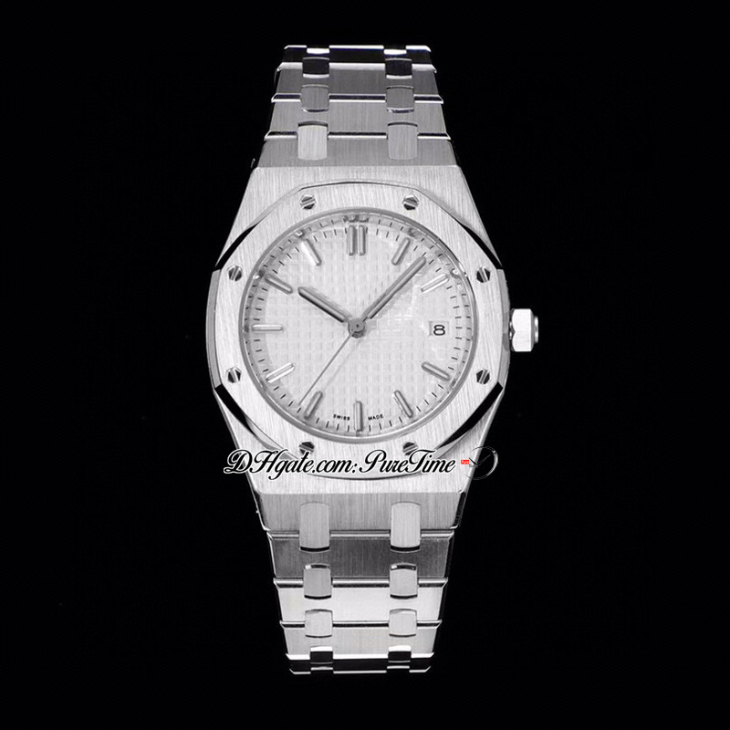 TWF 34mm 77350 A5800 Automatic Ladies Watch 50th Anniversary White Textured Dial Stick Markers Stainless Steel Bracelet Womens Watches Super Edition Puretime C3