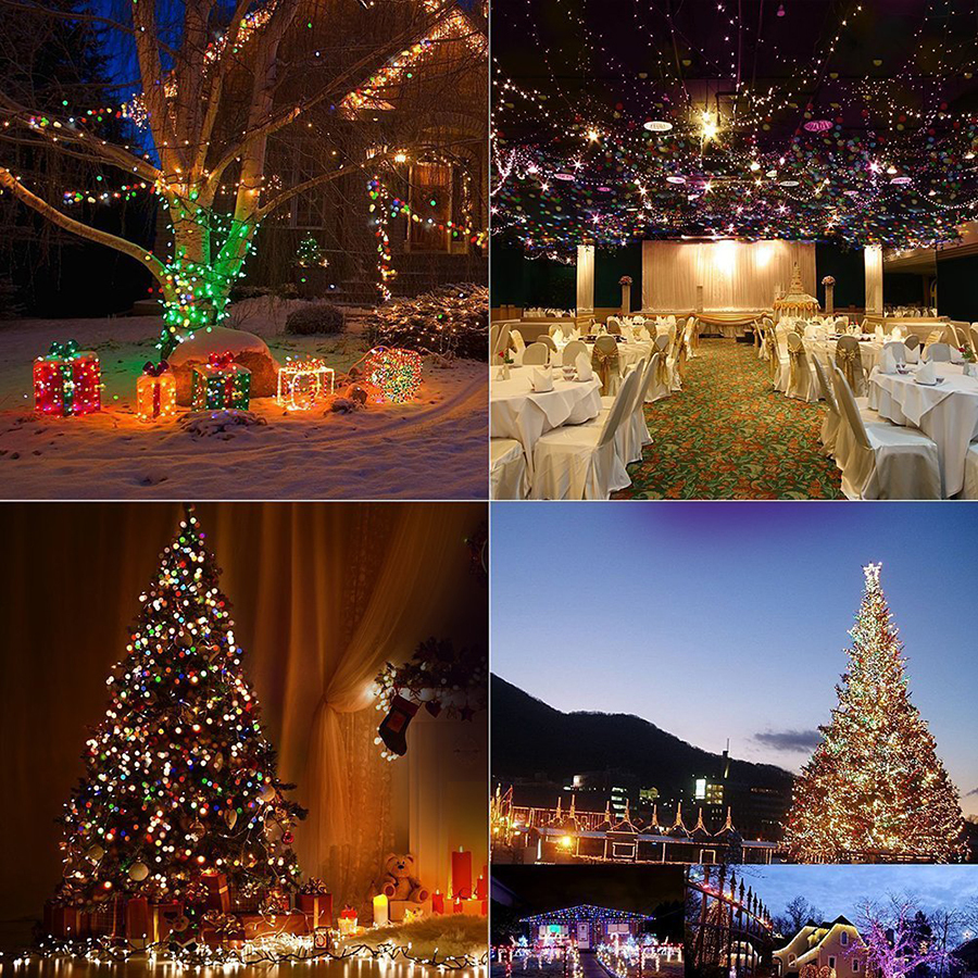 Dekoracje świąteczne 10m 20m 30m 50 m 100 m 24 V bezpieczne napięcie Zielone kabel LED LIDY Światła wróżki na świąteczne drzewa imprezowe wydarzenia ślubne 221104