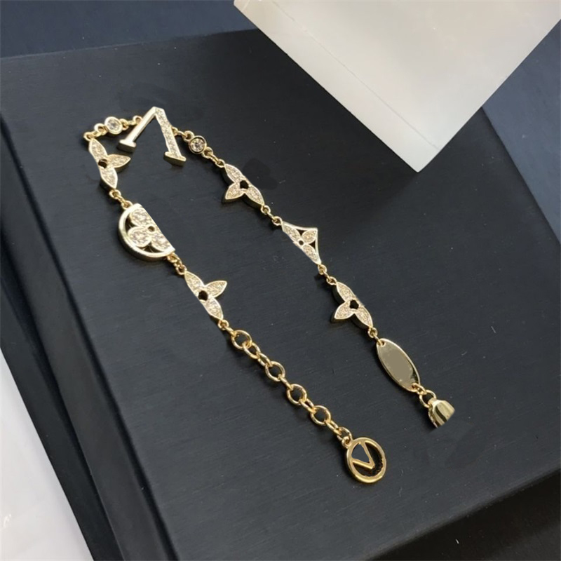 Bracelety ze stali nierdzewnej Kobiety męskie bransoletki projektant Regulowany łańcuch łączy pulsera litera opaska diamentowa bracele246p