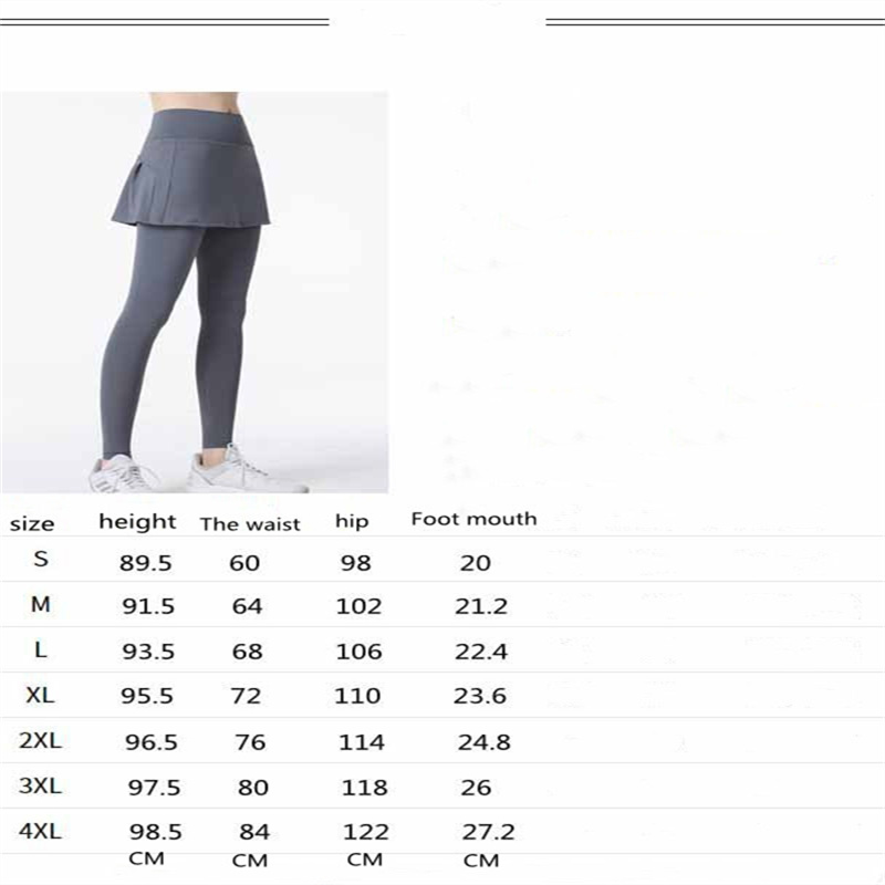 LL Damen-Yoga-Leggings, Rock, gefälschtes zweiteiliges Set, Jogginghose, beliebte atmungsaktive Anti-Schrumpf-Fitnessstudio-Sporthose, Training, Leggings in Übergröße