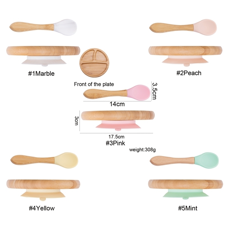 Tazze Piatti Utensili 2 pezzi Set di stoviglie l'alimentazione del bambino in legno bambini Set la tavola bambini Soild Cucchiaio alimenti Piatto con ventosa Roba bambini 221104