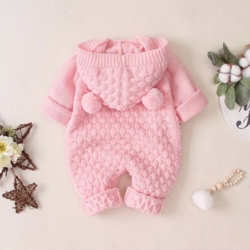 Pagliaccetti Autunno Neonate Vestiti con cappuccio in maglia Cotone Primavera Infantile Bambini 3D Pagliaccetto orecchio Tute manica lunga Tute prendisole Abiti 0-24 M 221107