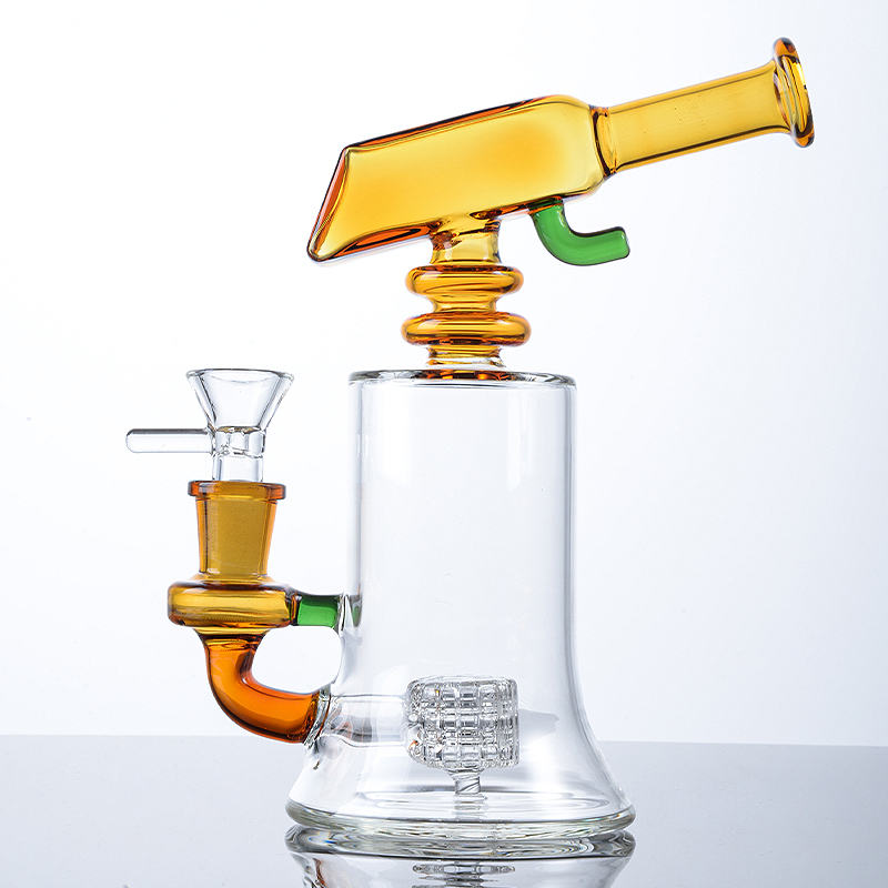 Groothandel 3 kleuren Haakhuizers Sidecar Nek Water Glass Bong Mini Kleine Olie Dab Rigs 14 mm Verbinding Rookaccessoires met kom 4 mm Dikke WP2288