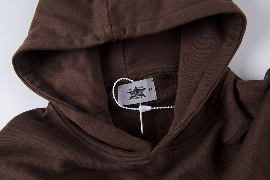 Sweatshirts Hoode Barriers marron imprimé surdimensionné polaire hommes sweat à capuche 276G
