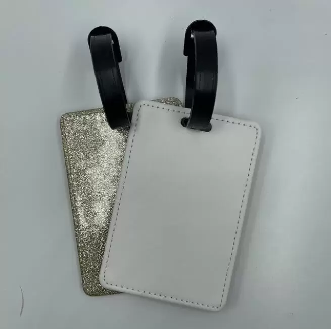 Sublimação em branco PU bagagem etiqueta teclado cartão de transferência de calor anel de fivela de fivela DIY Supplies de presentes