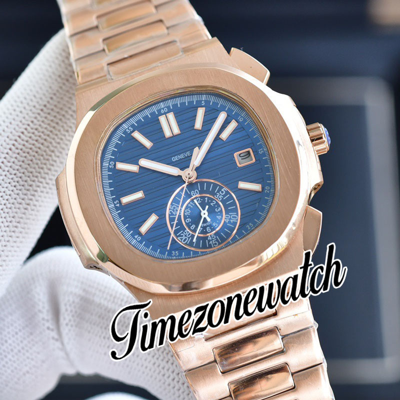 40,5 mm 5980/1 A2813 automatisch herenhorloge 5980/1R-001 zwarte textuur wijzerplaat roségouden stalen armband geen chronograaf sporthorloges timezonewatch E243A4