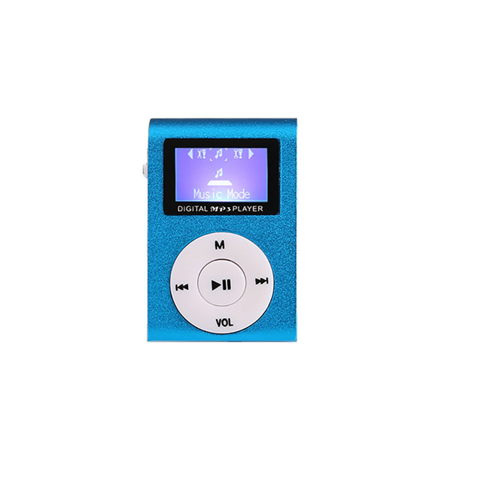 MP3 Players MP4 Mini Player port￡til de ￡udio Player 1,1 polegada Exibir clipe de metal Walkman Grente de estudante de 3,5 mm Interface de ￡udio Suporte Bot￣o do cart￣o de expans￣o Tipo de caixa transparente