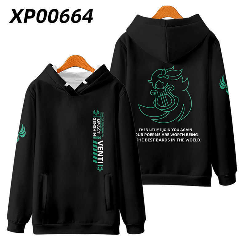 Women's Jackets Genshin Impact Barbatos Venti Cosplay Hoodie Women Men Harajuku Sweatshirt Streetwear Hip Hop Pullover Hooded Jacket Outerwear T221105