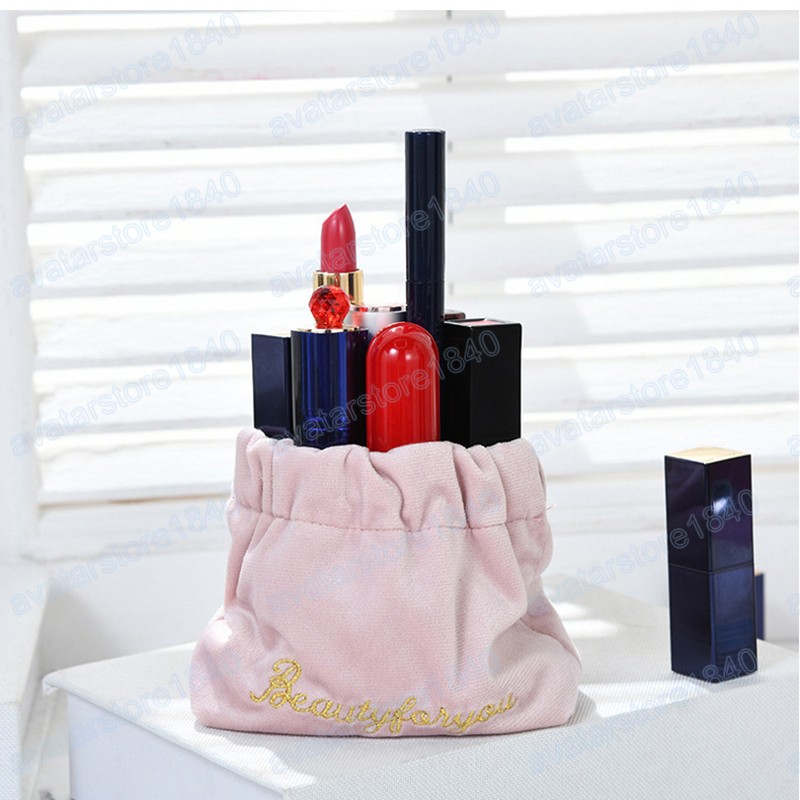 Borsa da trucco cosmetica piccola da donna in velluto da 12 cm