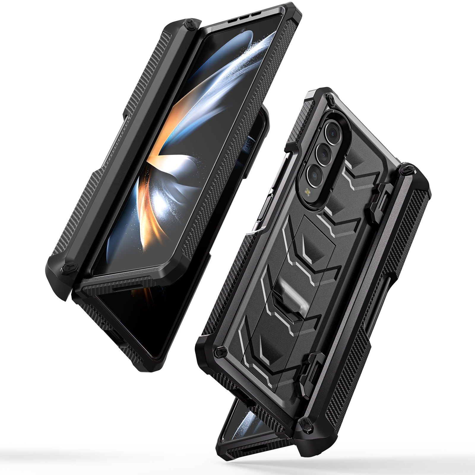 Armorer Hinge Cases für Samsung Galaxy Z Fold 4 Fold 3 5G Case Hard Rugged Shockproof Pen Holder Stand Protection Cover