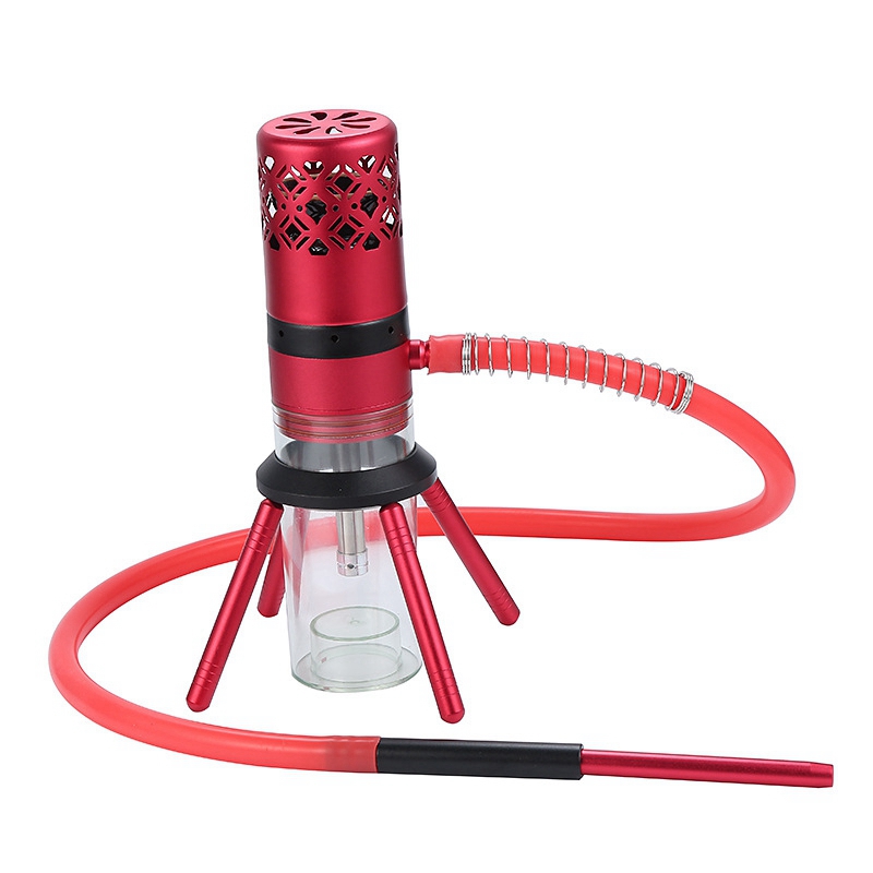 Kit di tubi stile razzo colorato con lampada a LED Dry Herb Tabacco pipa ad acqua Ciotola filtro a mano rimovibile auto Narghilè Shisha Sigaretta fumatori Bong Holder