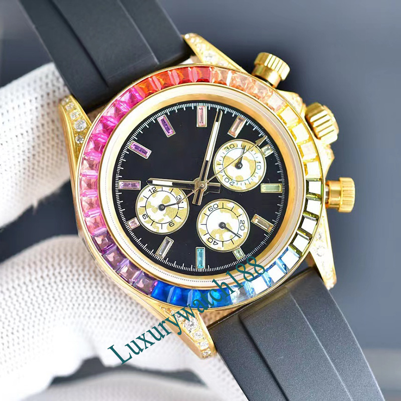 montres de créateurs montre pour hommes orologio uomo moissanite montres montre-bracelet Business Rainbow taille 41MM caoutchouc acier inoxydable stra180D