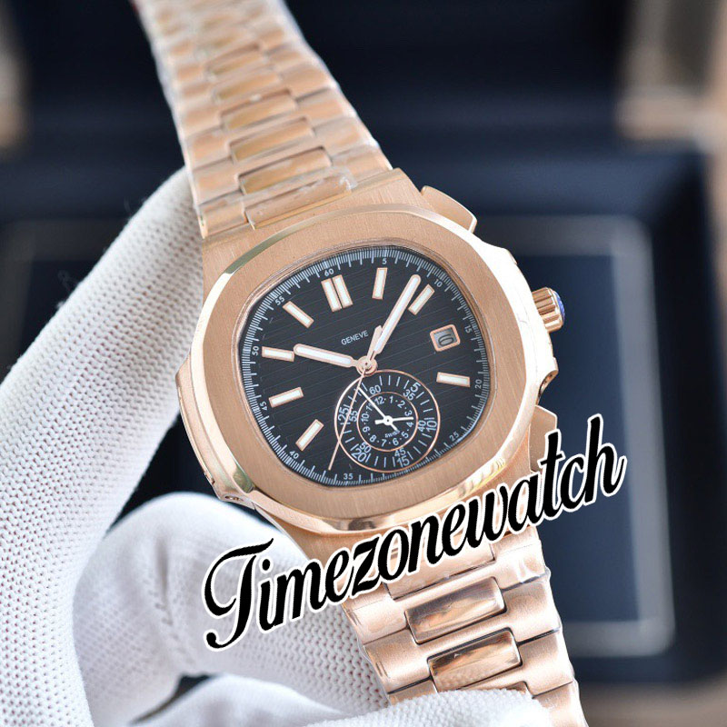 40,5 mm 5980/1 A2813 automatisch herenhorloge 5980/1R-001 zwarte textuur wijzerplaat roségouden stalen armband geen chronograaf sporthorloges timezonewatch E243A4