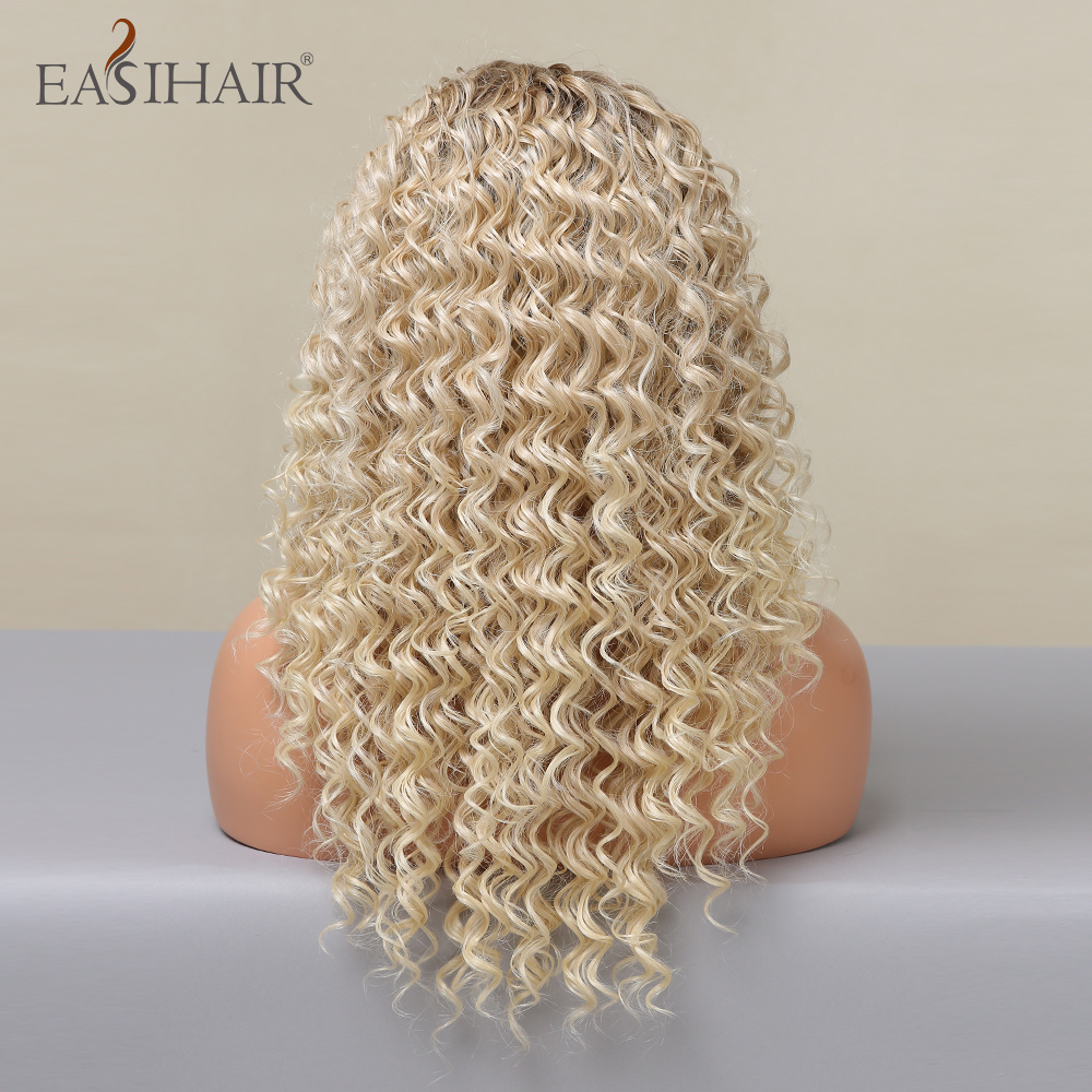 Синтетические омбре блондинка кружева передние парики извращенные вьющиеся волосы теплостойкие парики для женщин натуральные волосы Faker с детскими волосами прямо
