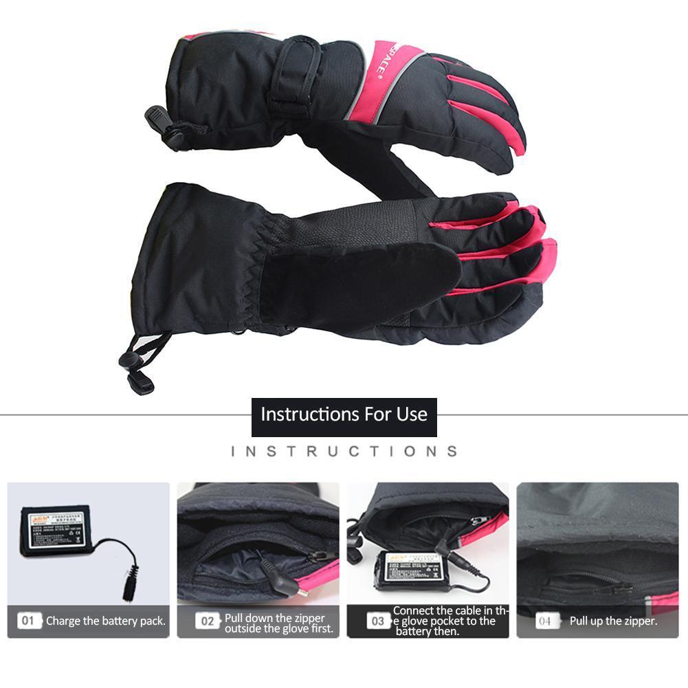 Gants de ski Hommes Femmes Gants chauffants électriques Doublures Extérieur Alimenté par batterie Cinq doigts Main USB Chauffe-chauffage Vélo Gants de ski 221105