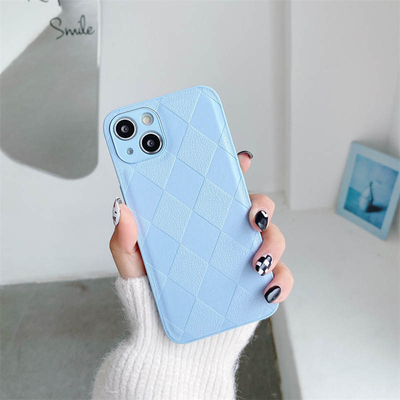 Lattice Ins Milk Tea الطازج الطازج المصممون من أجل iPhone 14 Pro Max Plus iPhone14 13 12 11 Phone Shockproof Camera Cover Cover