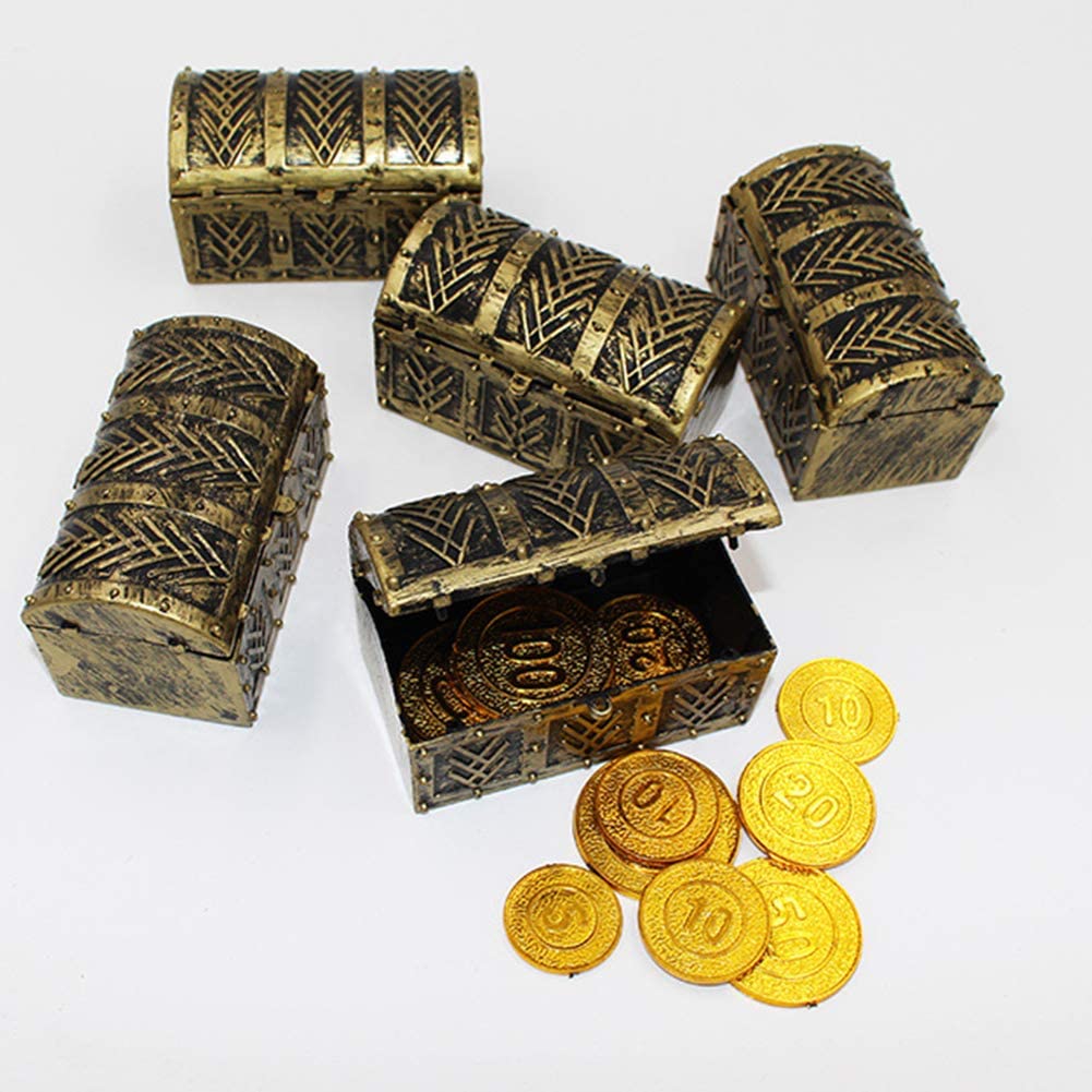 Party Supplies Decor Mini Pirate Treasure Chests Box Vintage Pirate Jewelry Storage Boxesstore Gold Coins Gems