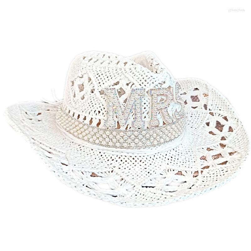 Berretti scava fuori sposa lettera cappello da cowgirl novità cowboy estate spiaggia occidentale accessorio travestimenti Drop203y