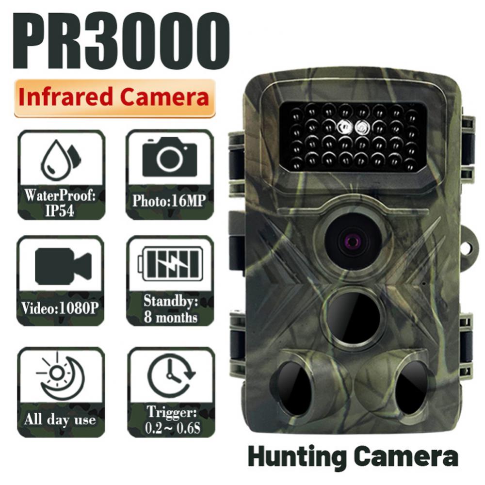PR3000 36MP 1080p Jagd Trail Kameras Nacht Foto Video mit Trailkamera Multifunktion Outdoor Jagd Tierüberwachung IP54 wasserdicht