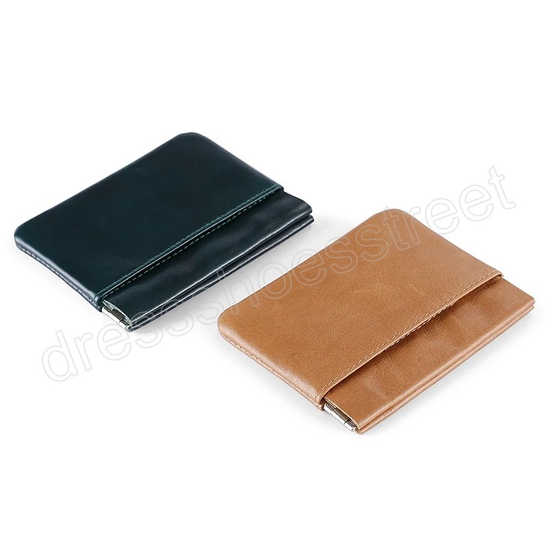 Layer Oil Wax Portamonete in pelle di mucca Mini portafoglio Fibbia magnetica Apertura e chiusura Borsa carte portatile