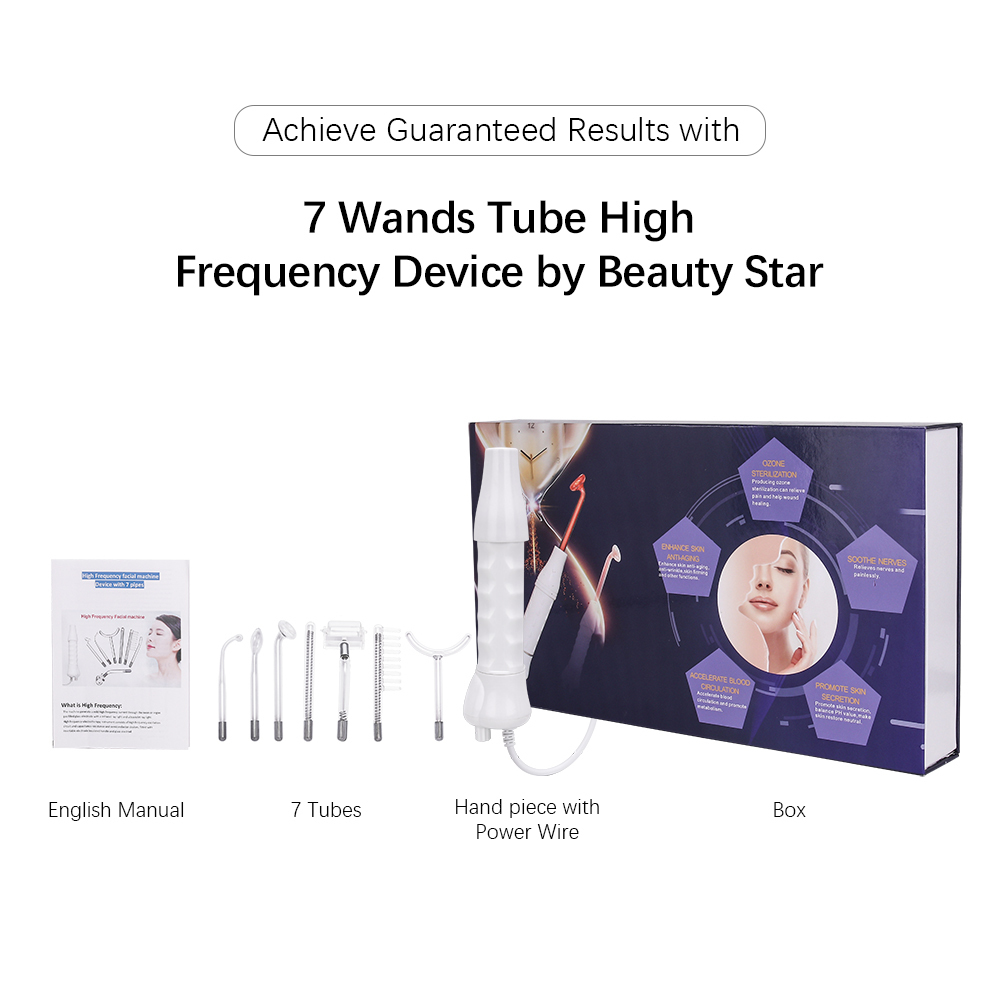 Instrumento de belleza para el hogar Beauty Star 7 en 1 Electrodo Tubo de vidrio Máquina de alta frecuencia Spot Acne Wand Spa Cuidado de la piel de alta frecuencia 221105