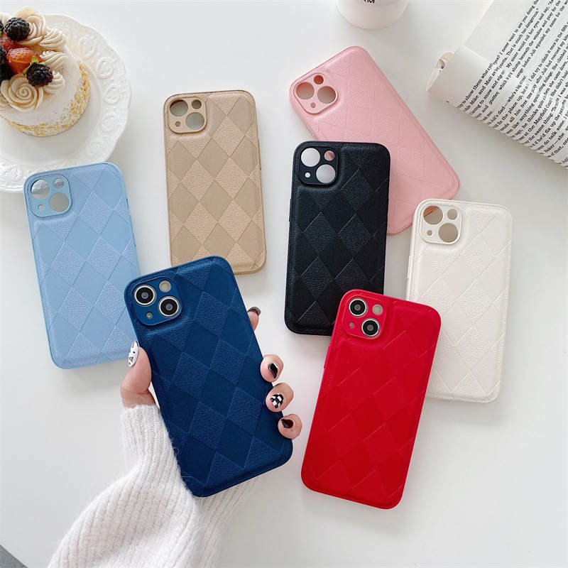 Lattice Ins Milk Tea الطازج الطازج المصممون من أجل iPhone 14 Pro Max Plus iPhone14 13 12 11 Phone Shockproof Camera Cover Cover