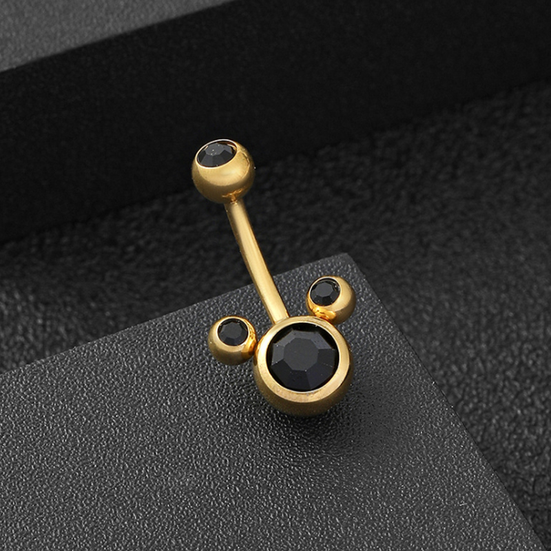 Zircon Stainless Steel Double Ball Belly Button Ring 14G Body Piercing Navel Barbell For Men and Women