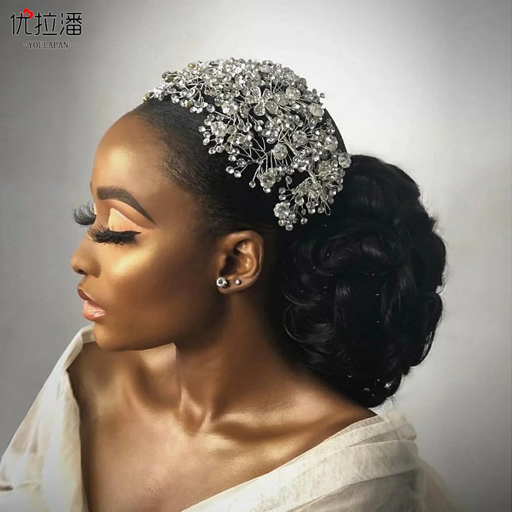 Luxury Golden Silver Bridal Headpieces Headband Wedding Headdress for Women Hair Accessories Rhinestone Bride Crown and Tiara CL1373