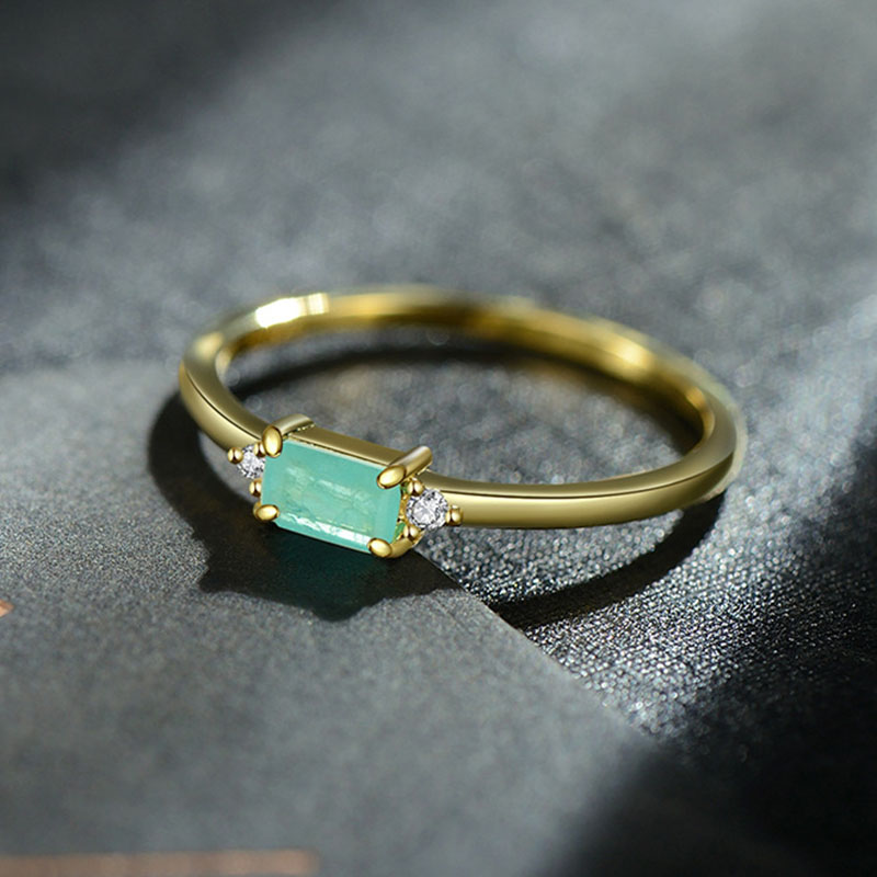 925 Sterling Zilver Mode Emerald cut Toermalijn Band Ringen Voor Vrouwen Elegante Paraiba Edelsteen Zilveren Fijne Sieraden