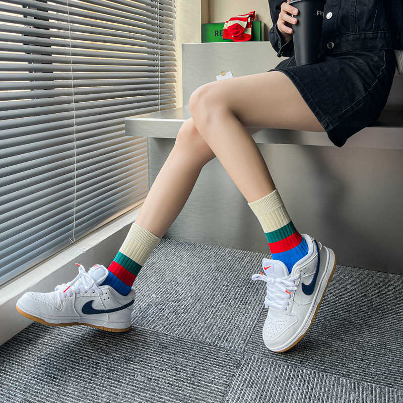 Socks Hosiery Women's Knit Bamboo Fiber High Quality Breathable Anti-Bacterial Crew Embroidered Stripe Sport Casual Female T221116