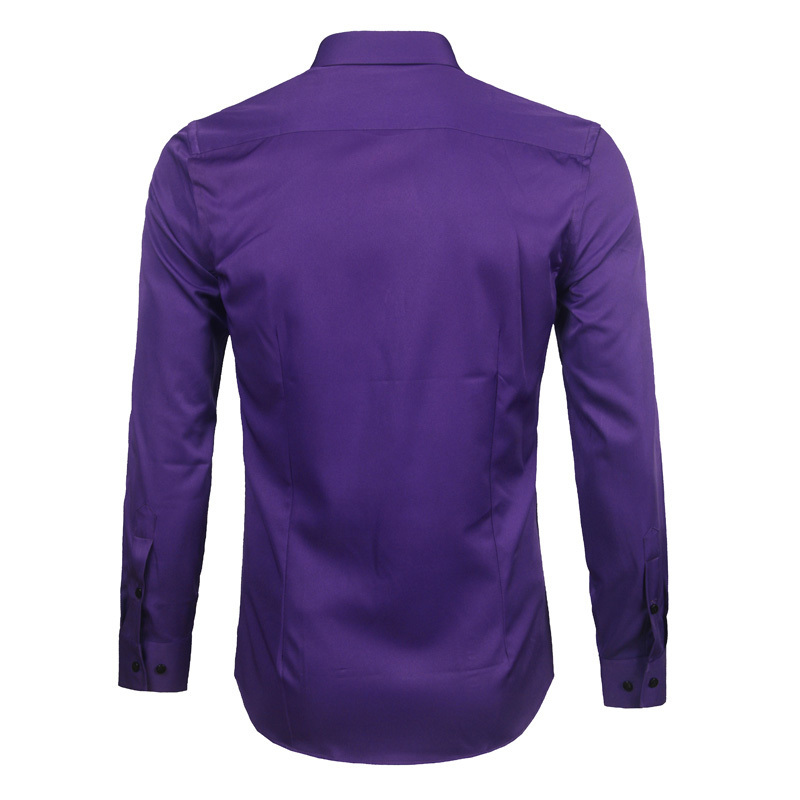 Men's Casual Shirts Purple Bamboo Fiber Dress Brand Slim Fit Long Sleeve Chemise Homme Non Iron Easy Care Formal For Men 221105