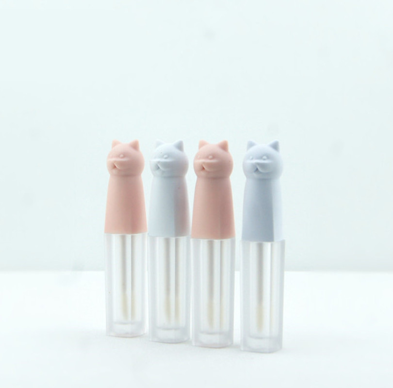 3ml 플라스틱 고양이 창조적 인 립글로스 튜브 병 화장품 메이크업 립 오일 리필 가능한 용기 립글로스 