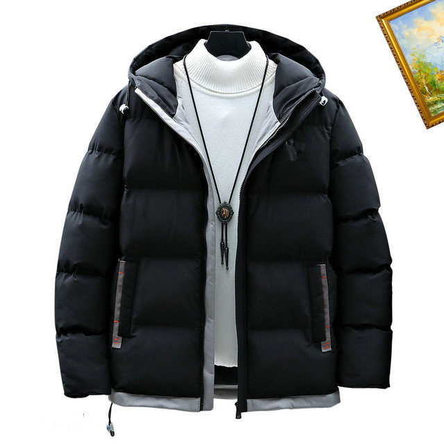 トップメンズジャケットの女性ダウンフード付き温かいパーカーの男性ブラックパフジャケットレタープリント衣類オスウェアウィンドブレーカー男性カップルのための冬のファッションショートデザイナーM-3XL
