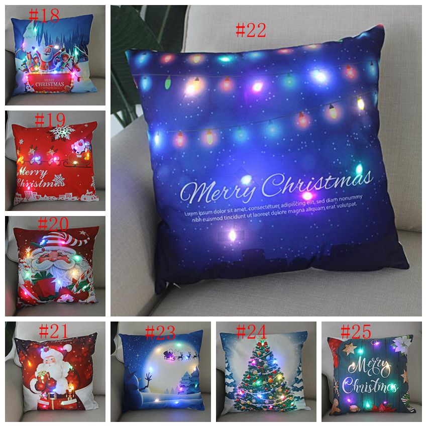 Federa cuscino natalizia illuminata Fodera cuscino da tiro Cuscini decorativi stampati Fodere cuscino Home Car Hotel Decorazione natalizia 29 Stile DW6800