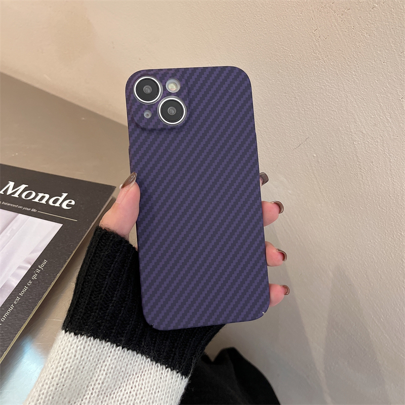 Fashion Purple Carbon Fiber Cases voor iPhone 14Plus 11 12 13 14 Pro Max XR XSmax Ultra dunne harde beschermende hoes
