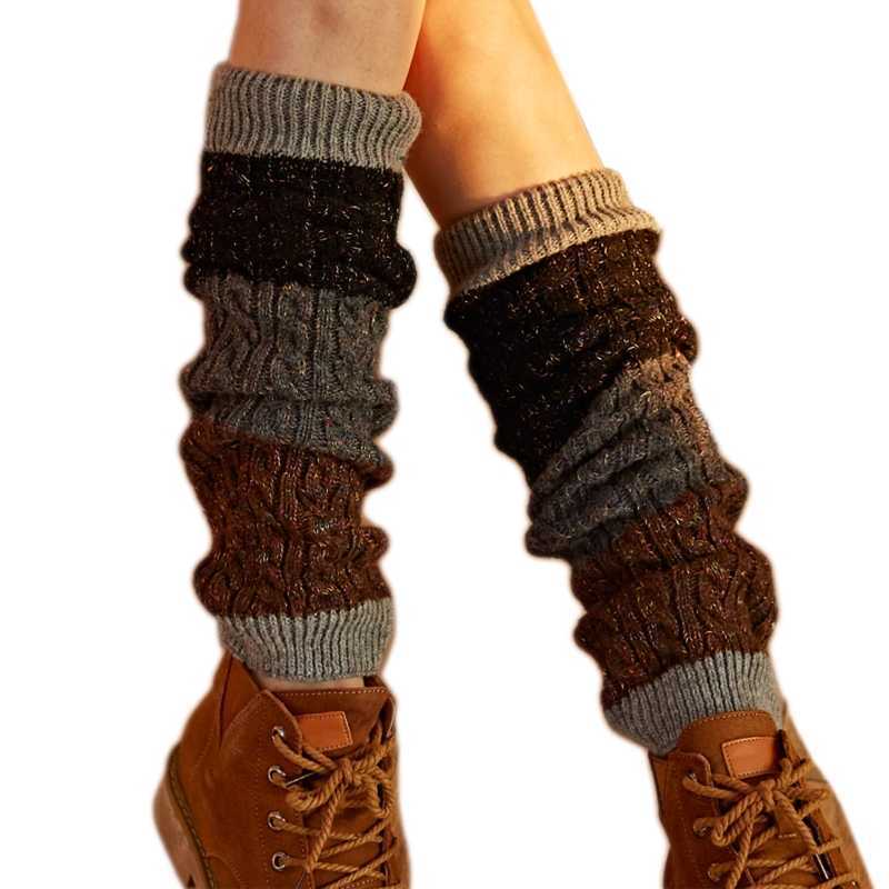 Socken Strumpfwaren Frauen Winter Chunky Twist Zopfmuster Beinwärmer Japanischer Stil Triporblock-Nähte Stiefelmanschetten Abdeckung Kunstwolle verdicken T221107