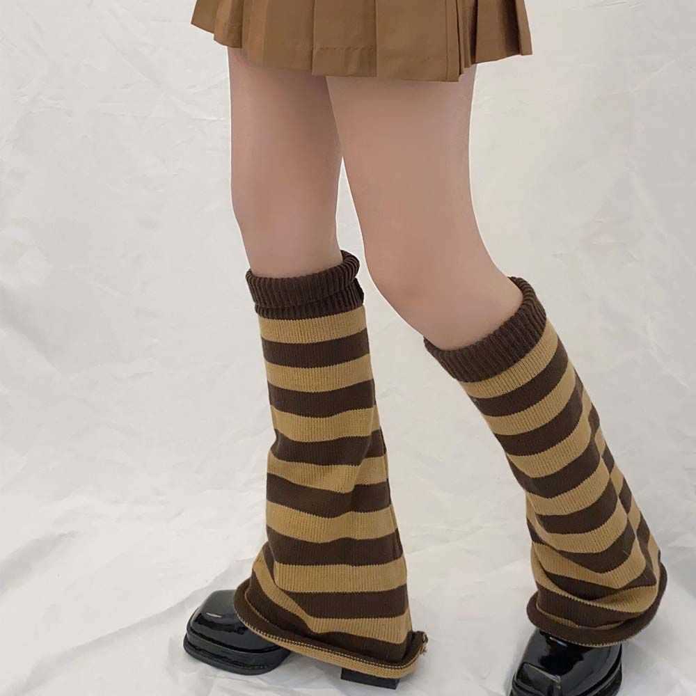 Chaussettes Bonneterie Lolita Jambières Femmes japonaises Chaussettes longues gothiques Leggings à rayures Guêtres Genou Goth Chaussette d'hiver Poignets tricotés Chauffe-cheville T221107