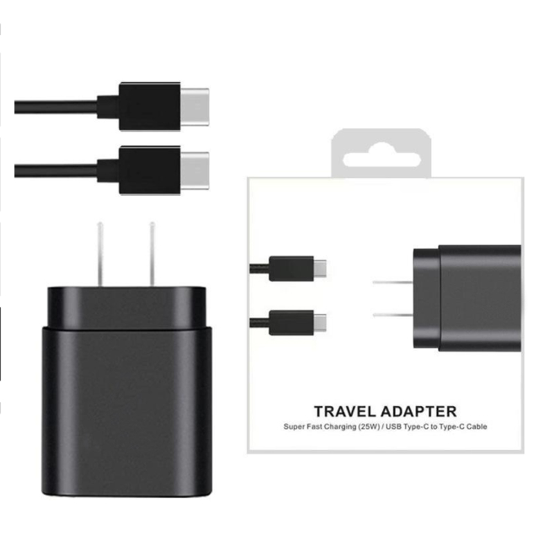 25W Type-C USB-C PD 벽 충전기 Samsung Galaxy S21 S20 Note 10 Note 10 Android 스마트 폰을위한 C 형 케이블이있는 슈퍼 빠른 충전 어댑터