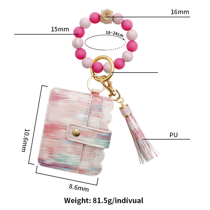 Luminous silikonowa z koralikami klęcznikiem skórzana torba na karty Tassel nadgarstek kreatywny świąteczny prezent na breyring łańcuch kluczowy