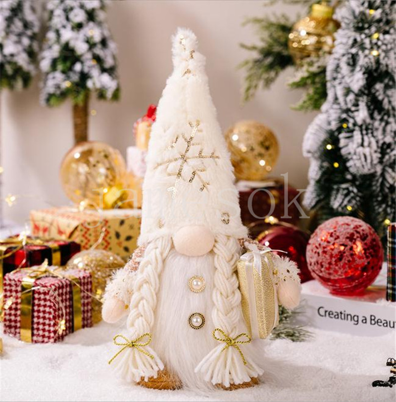 Gnomes Christmas Decorts مع LED LED Plush Doll Tabletop الحلي الشتوية ديكور المنزل Decor