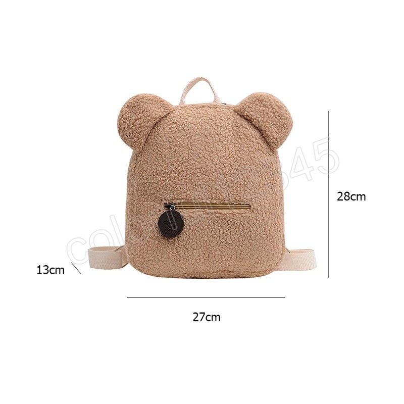 Portable enfants voyage sacs d'école décontracté automne hiver agneau polaire femmes sac à dos mignon ours en forme d'épaule sac à dos