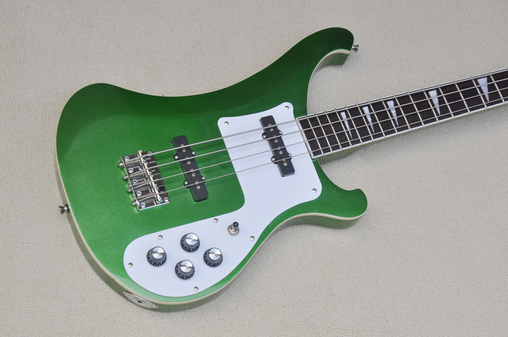 Green Body 4 Strings Electric Bass Guitar z białą podstrunkiem Pickguard Rosewood zapewnia niestandardową usługę