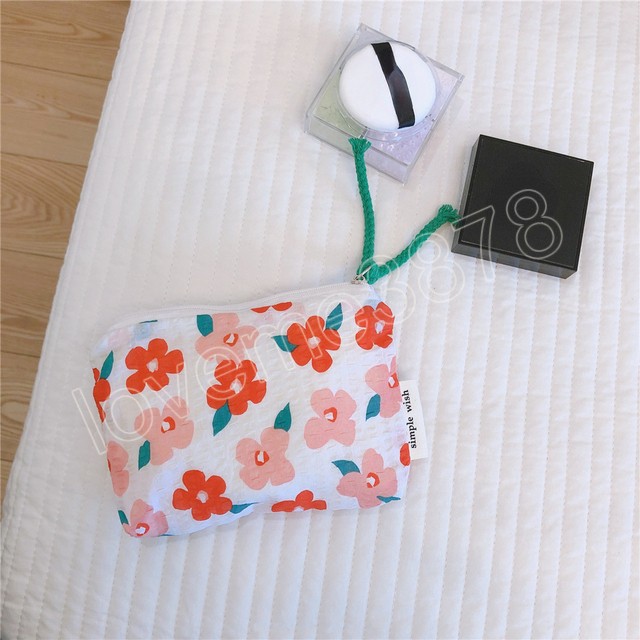 Bolsa de moeda floral fofa Mulheres pequenas lonvas de tela portador de cartão de crédito Flower Print Fashion Fashion Key Coin Sacos de dinheiro para meninas