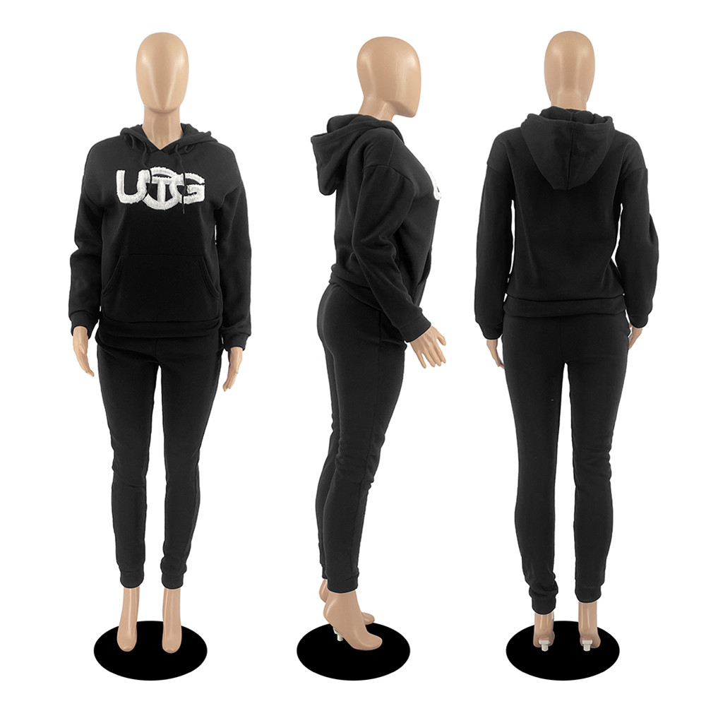 2024 Designer Jogginganzug Marke Frauen Trainingsanzüge Fleece Zweiteilige Sets Langarm Hoodies Hosen Sweatsuit Brief Stickerei Winter Kleidung Dame Outfits 8860-6