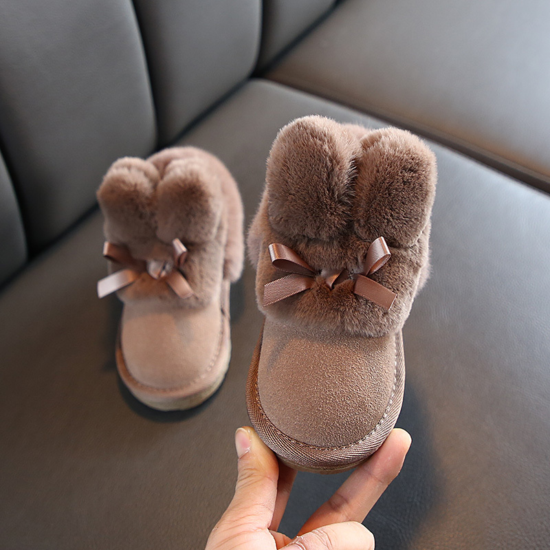 Boots Winter Kids Shoes for Girl Snow Cute Bow Plush Warm Baby Non-slip Children s Ankle 221107