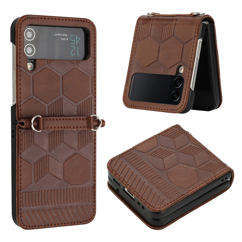 ZFlip 4 Football Folding Leather Cases For Samsung Galaxy Z Flip4 Z Flip3 5G Wallet Print Ball Grain Phone Pouch Cover