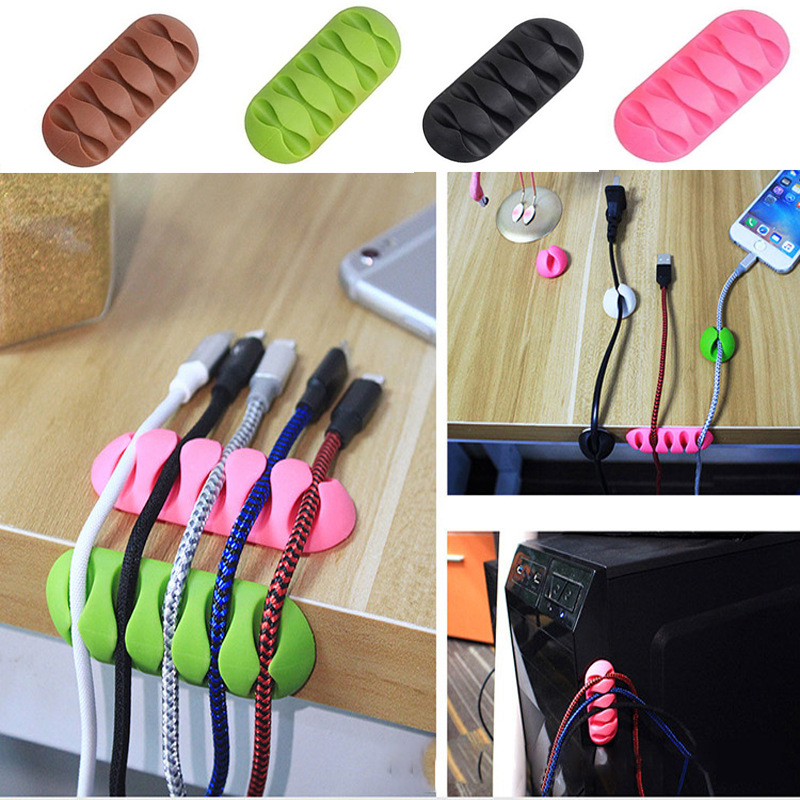 Organizer cavi USB in silicone Avvolgicavo Supporto clip di gestione ordinata desktop cavo auricolari cuffie mouse