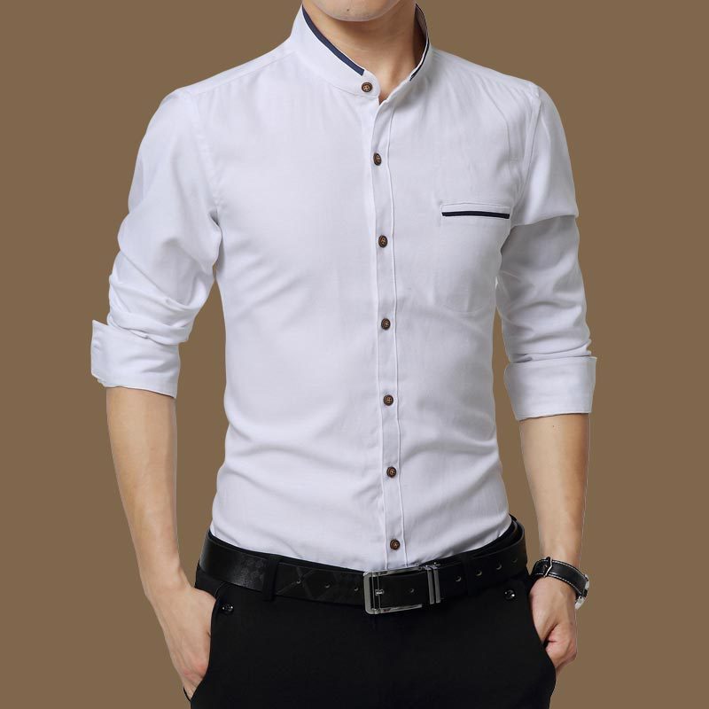 Men's Casual Shirts Legible Social Formal shirt Men long Sleeve Business Slim Office male Cotton Mens Dress white 4XL 5XL 221105