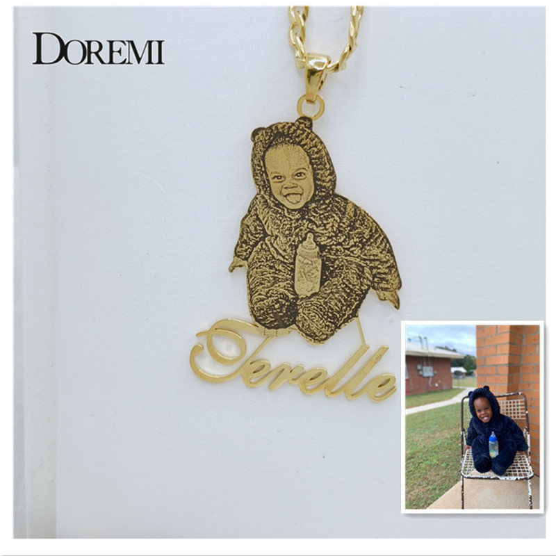 Pendant Necklaces DOREMI Custom Po Necklace with Name Pendent Picture any CharacterCartoon Nameplate Stainless for Family Gifts 23335207