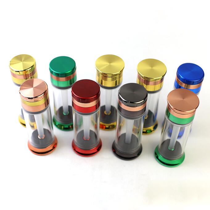 Neueste Flasche Griff Grinder Rauchen Werkzeug Zubehör mit Jar Stash Funktion Abrader Hand Tabak Kräuter Fall Lagerung Container Brecher